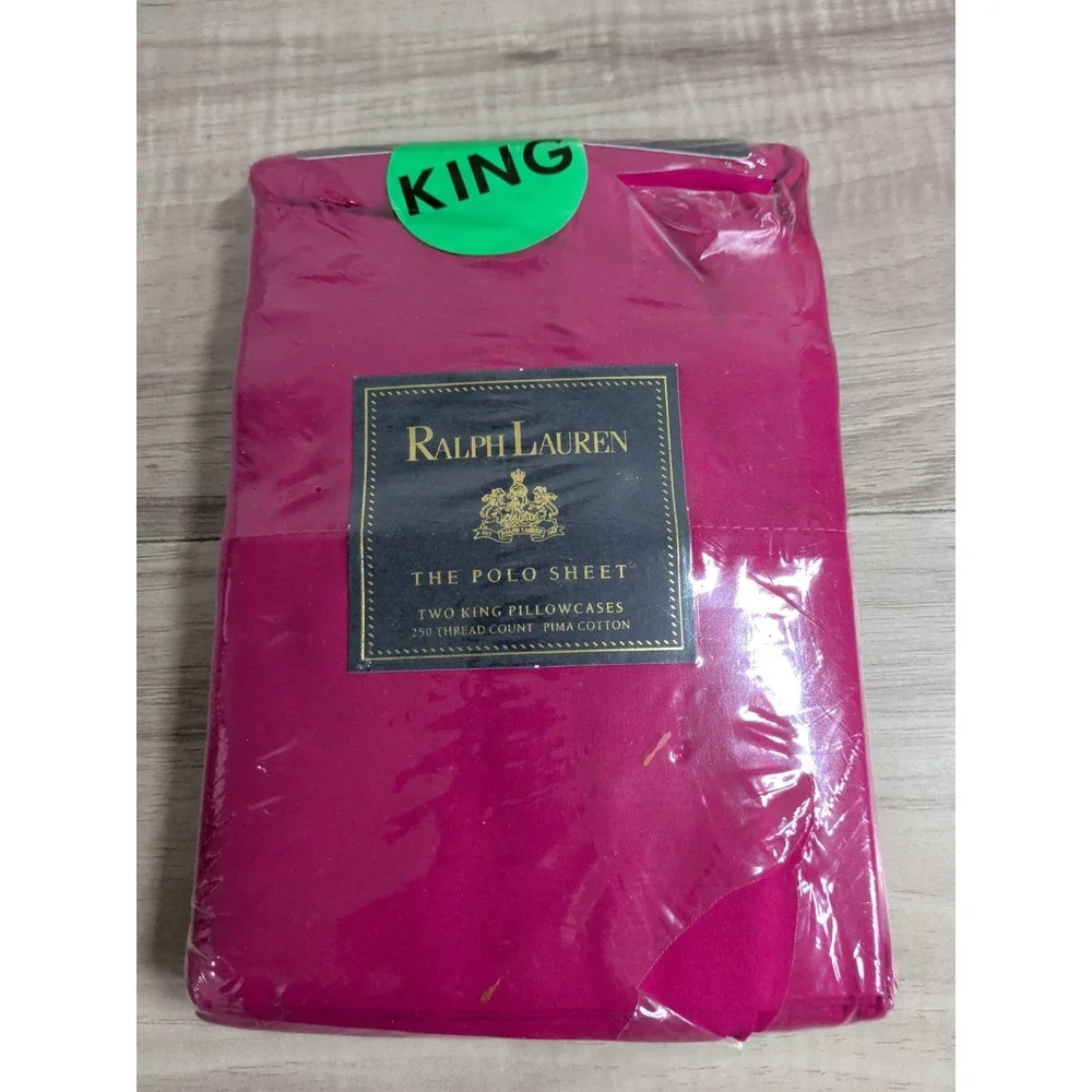 RALPH LAUREN THE POLO SHEET Two King Pillowcases Cotton SOLIDS BERRY